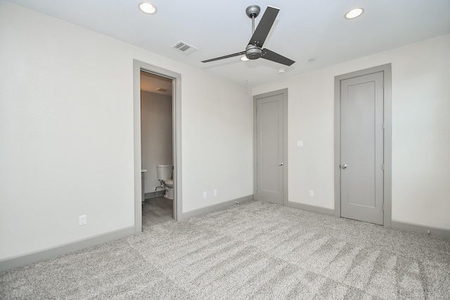 4292 Childress St, Houston, TX 77005 - unfurnished bedroom with carpet, recessed lighting, ensuite bathroom, and a ceiling fan
