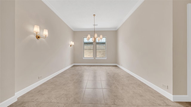 12610 Baldwin Springs Ct, Tomball, TX 77377 - unfurnished room with a chandelier, crown molding, and tile patterned flooring