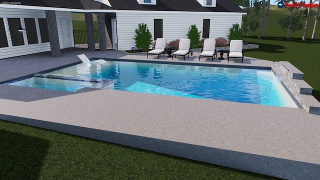 11304 Monarchs Way, Montgomery, TX 77316 - view of pool with a patio, a pool with connected hot tub, and a yard