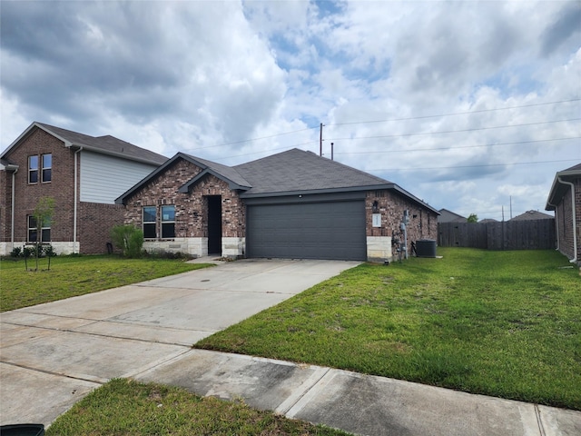 20390 Tembec Dr, New Caney, TX 77357 - view of front facade with brick siding, a garage, driveway, and roof with shingles