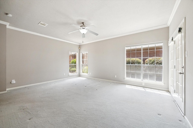 15814 Hillside Falls Trl, Houston, TX 77062 - unfurnished room featuring ornamental molding, ceiling fan, and carpet