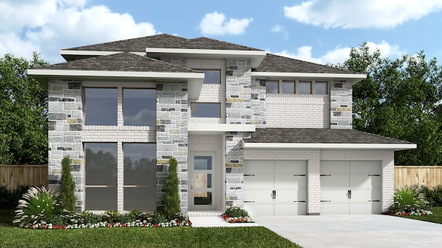 473 Dove Meadow Ln, Katy, TX 77493 - view of front of home featuring driveway, stone siding, brick siding, and an attached garage