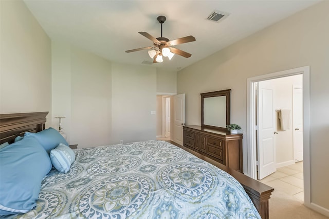 11410 Sandstone Canyon Dr, Humble, TX 77396 - bedroom with lofted ceiling, a ceiling fan, and light colored carpet