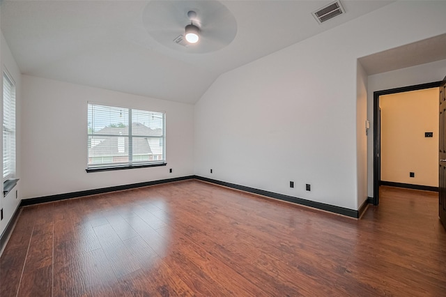 13703 Broad Oaks Ln, Rosharon, TX 77583 - unfurnished room with ceiling fan, vaulted ceiling, and wood finished floors