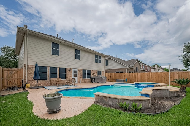 13703 Broad Oaks Ln, Rosharon, TX 77583 - view of pool with a fenced backyard, a patio, and a pool with connected hot tub