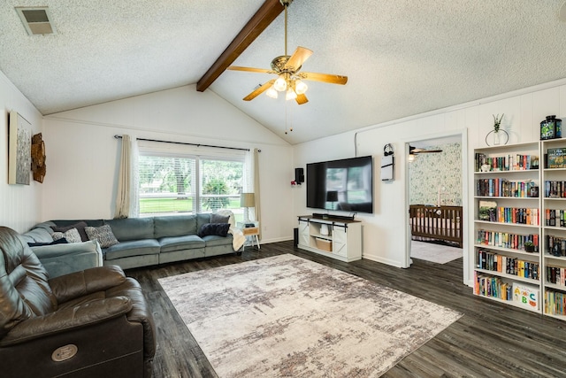 105 Pleasant Valley Dr, West Columbia, TX 77486 - living room featuring ceiling fan, wood finished floors, and a textured ceiling