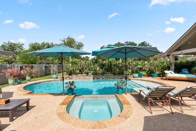 32226 Waterford Crest Ln, Fulshear, TX 77441 - view of pool with an in-ground hot tub and a patio