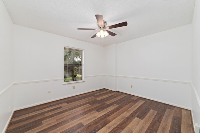 18307 Cransley Dr, Houston, TX 77084 - empty room featuring dark wood-type flooring, ceiling fan, and a textured ceiling