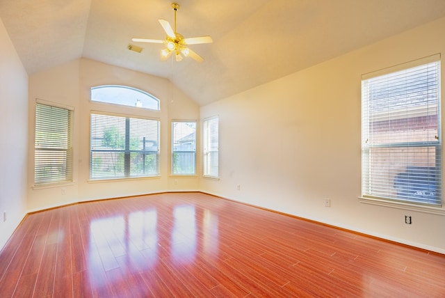 7907 Swan Hollow Ct, Houston, TX 77041 - empty room with wood finished floors, a ceiling fan, and vaulted ceiling