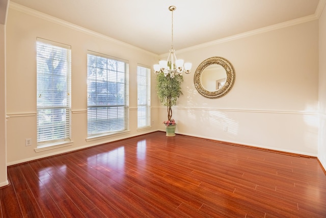 7907 Swan Hollow Ct, Houston, TX 77041 - empty room with wood finished floors, a chandelier, and crown molding