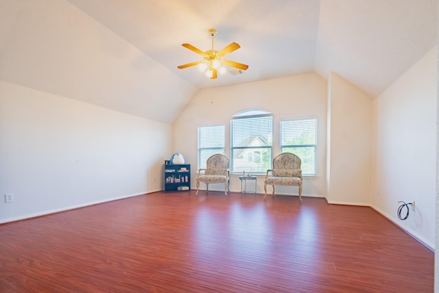 7907 Swan Hollow Ct, Houston, TX 77041 - additional living space featuring ceiling fan, vaulted ceiling, and dark wood finished floors
