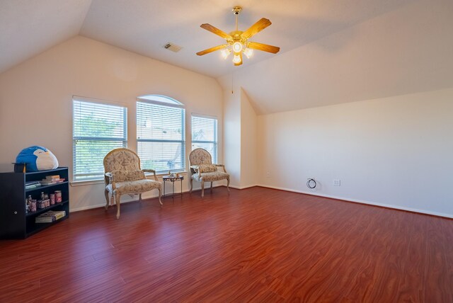 7907 Swan Hollow Ct, Houston, TX 77041 - additional living space featuring ceiling fan, vaulted ceiling, and dark wood finished floors