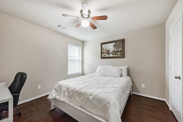 2012 Post Oak Ct, Pearland, TX 77581 - bedroom with dark wood finished floors and ceiling fan