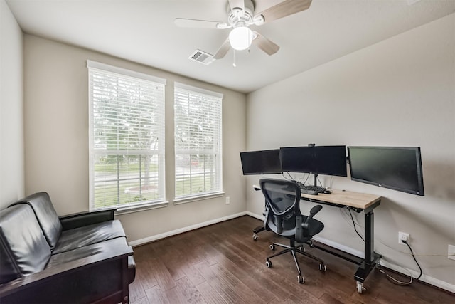 2012 Post Oak Ct, Pearland, TX 77581 - office featuring wood finished floors and a ceiling fan