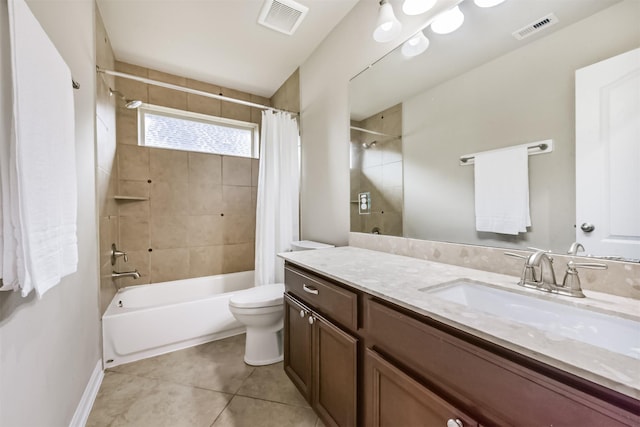 2012 Post Oak Ct, Pearland, TX 77581 - full bathroom with vanity, shower / bath combo with shower curtain, and tile patterned flooring