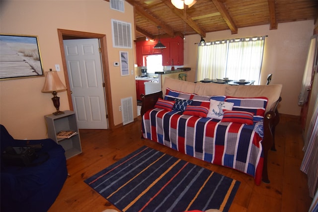 123 Sandpiper Ave, Surfside Beach, TX 77541 - bedroom with wooden ceiling and wood finished floors