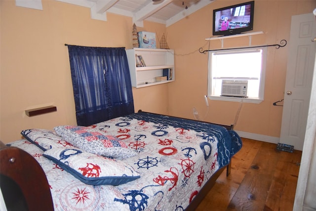 123 Sandpiper Ave, Surfside Beach, TX 77541 - bedroom with hardwood / wood-style floors and cooling unit