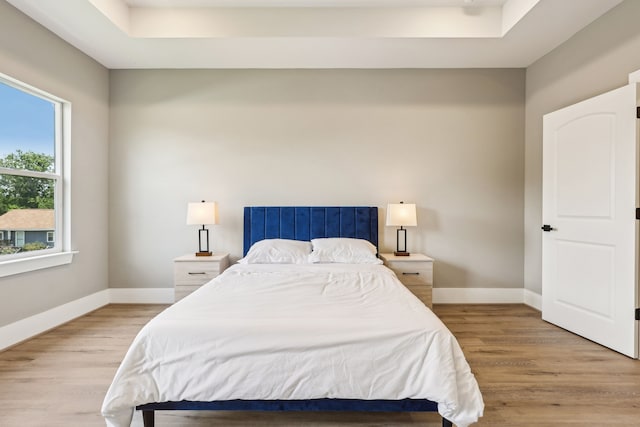 3720 Nathaniel Brown St, Houston, TX 77021 - bedroom featuring light wood-style flooring and a raised ceiling