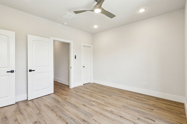 3720 Nathaniel Brown St, Houston, TX 77021 - unfurnished bedroom featuring light wood-style floors, recessed lighting, and a ceiling fan