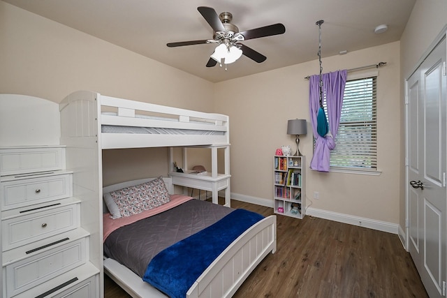 20202 Sienna Bluff Dr, Cypress, TX 77433 - bedroom with wood finished floors and ceiling fan