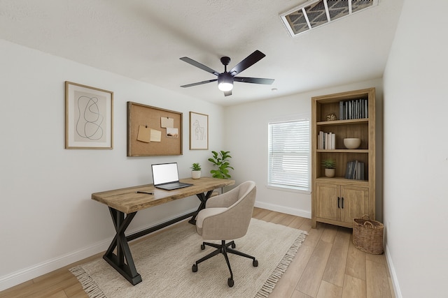 904 Dumas Dr, Bryan, TX 77803 - office with ceiling fan and light wood-style floors