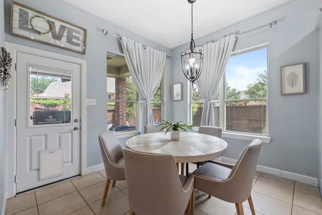 9523 Sapphire Hill Ln, Katy, TX 77494 - dining space with a chandelier and light tile patterned floors