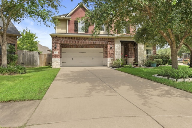 9523 Sapphire Hill Ln, Katy, TX 77494 - view of front of home featuring driveway, a garage, and stone siding