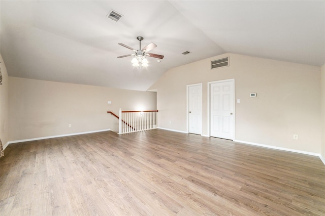 21739 W Mulberry Field Cir, Cypress, TX 77433 - bonus room featuring a ceiling fan, lofted ceiling, and wood finished floors