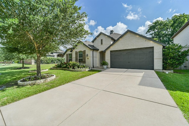 30806 Meadow Wood Dr, Fulshear, TX 77441 - french provincial home with a front yard, a garage, and concrete driveway
