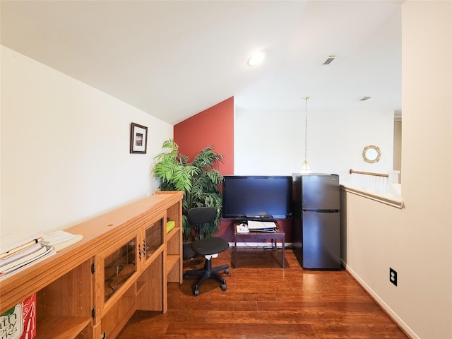 11811 Champions Grove Ln, Houston, TX 77066 - home office featuring dark wood finished floors and lofted ceiling