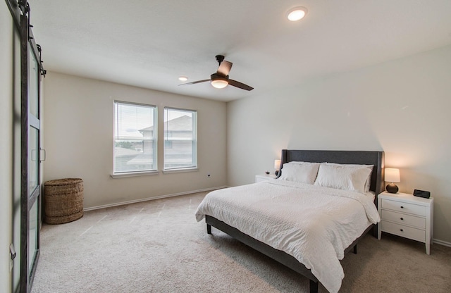 14746 Jasper Stream Ct, Houston, TX 77069 - carpeted bedroom with a ceiling fan and recessed lighting