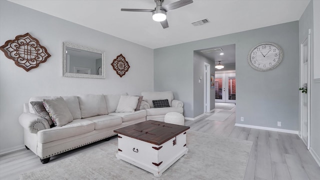 2608 Bering Dr Unit 2608, Houston, TX 77057 - living room featuring light wood finished floors, ceiling fan, and french doors