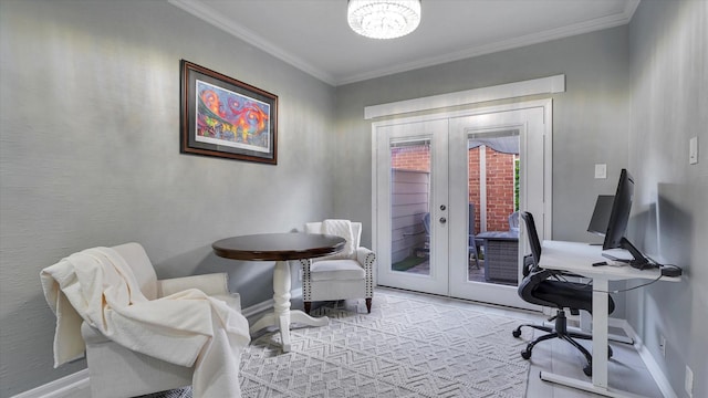 2608 Bering Dr Unit 2608, Houston, TX 77057 - home office featuring french doors, ornamental molding, and a chandelier