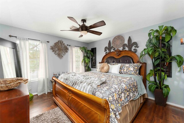 8002 Laguna Springs Ct, Houston, TX 77095 - bedroom with dark wood-style flooring and ceiling fan