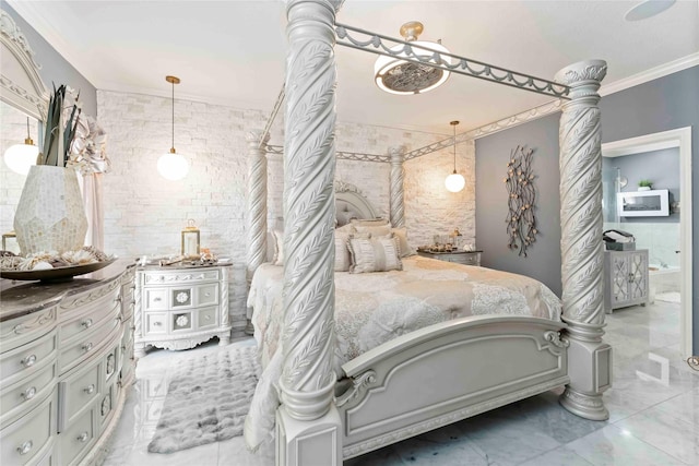 8002 Laguna Springs Ct, Houston, TX 77095 - bedroom with crown molding and light marble finish flooring