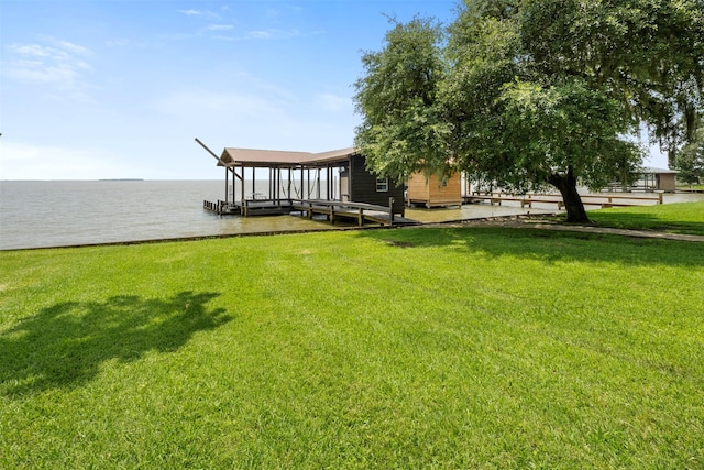 1831 Lakeview Estates Dr, Coldspring, TX 77331 - dock with a water view, a lawn, and boat lift
