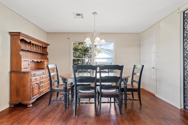 3310 Lake Heights Dr, Waco, TX 76708 - dining space featuring a chandelier and dark wood-style floors