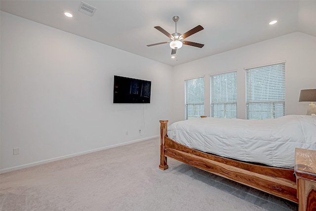 23722 Canolo Grove Ln, New Caney, TX 77357 - bedroom with light carpet, recessed lighting, and a ceiling fan