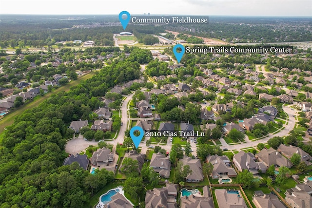 2010 Cias Trail Ln, Spring, TX 77386 - aerial view of residential area featuring a forest