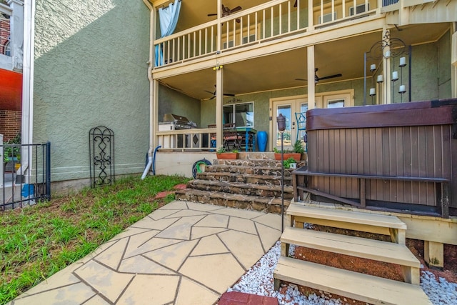 145 Capetown, Montgomery, TX 77356 - patio / terrace with a ceiling fan, french doors, and a patio