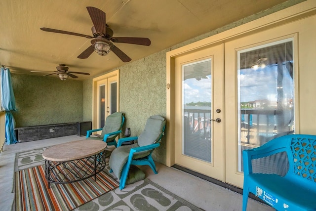 145 Capetown, Montgomery, TX 77356 - view of patio / terrace with french doors and ceiling fan