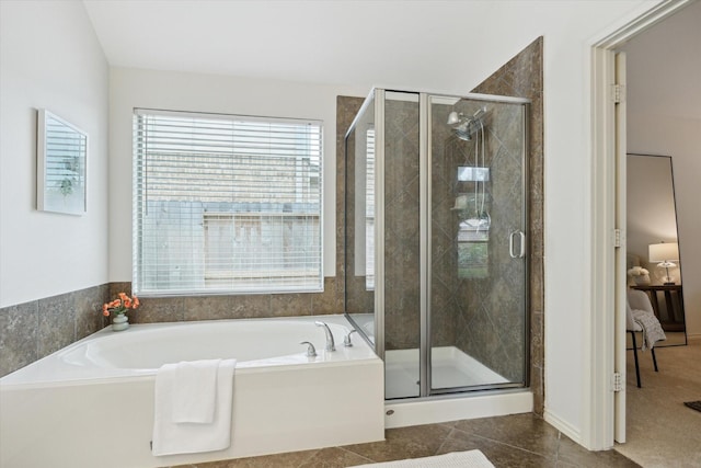3112 Rock Brook Falls Ln, League City, TX 77573 - full bath with a garden tub, a shower stall, and tile patterned floors