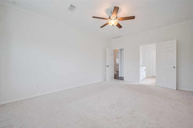 4142 Regal Stone Ln, Sugar Land, TX 77479 - unfurnished bedroom featuring ornamental molding, light colored carpet, and a ceiling fan