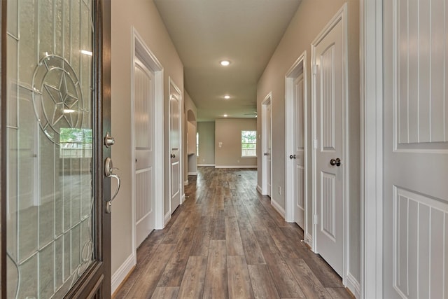 10477 Valley Dr N, Willis, TX 77318 - hall featuring dark wood-type flooring and recessed lighting