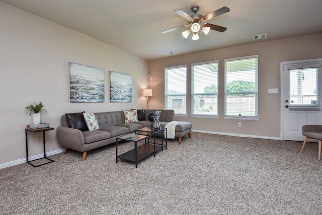 3514 Marquesa Ln, Houston, TX 77084 - living area featuring ceiling fan and light colored carpet