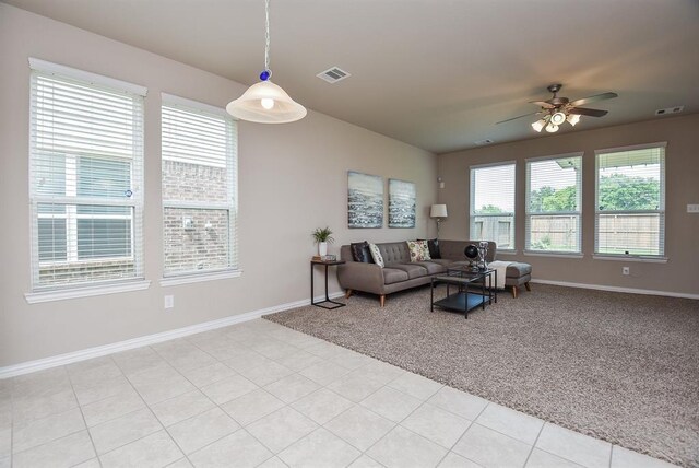 3514 Marquesa Ln, Houston, TX 77084 - living room with ceiling fan and light colored carpet