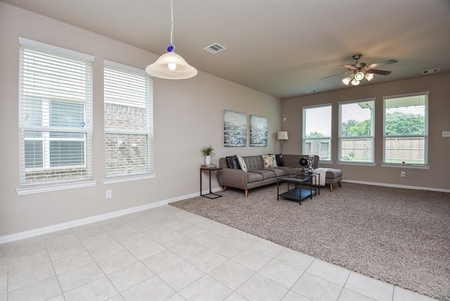 3514 Marquesa Ln, Houston, TX 77084 - living room with ceiling fan and light colored carpet