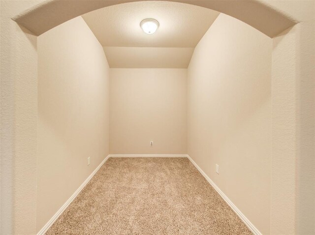 3514 Marquesa Ln, Houston, TX 77084 - additional living space with carpet floors, arched walkways, and vaulted ceiling