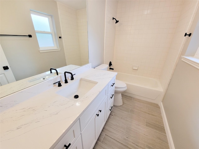 18106 Water Mill Dr, Cypress, TX 77429 - bathroom featuring vanity and washtub / shower combination