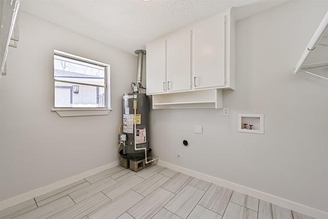 1201 Shady Oak Ln, Dickinson, TX 77539 - laundry room with water heater, cabinet space, washer hookup, and electric dryer hookup